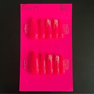 Hot Pink Flames Press-on Nails